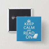 Houd kalm en lees verder vierkante button 5,1 cm (Voorkant /achterkant)