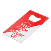 Houd kalm en leg de flesopening omhoog creditkaart flessenopener (Voorkant Gekanteld)