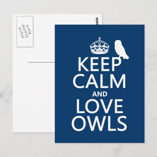 Houd kalm en Liefde Eigenaars (om het even welke k Briefkaart (Voorkant / Achterkant)