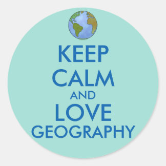 Houd Kalm en Liefde Geografie Ronde Sticker