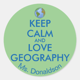 Houd Kalm en Liefde Geografie Ronde Sticker