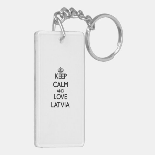Houd kalm en liefde Letland Sleutelhanger (Achterkant Links)