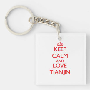 Houd kalm en liefde Tianjin Sleutelhanger