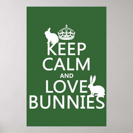 Houd kalm- en liefdesBunnies - alle kleuren Poster (Voorkant)