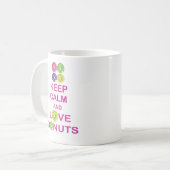 Houd kalm en liefdesdonuts uniek ontwerp voor mok  (Voorkant links)
