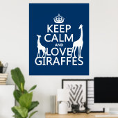 Houd kalm- en liefdesGiraffes - alle kleuren Poster (Thuiskantoor)