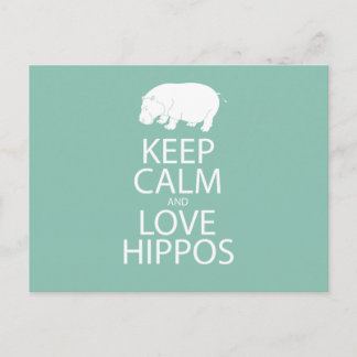 Houd kalm- en liefdeshippos afdrukken Hippopotamus Briefkaart