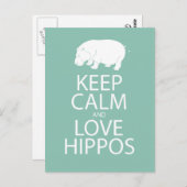 Houd kalm- en liefdeshippos afdrukken Hippopotamus Briefkaart (Voorkant / Achterkant)