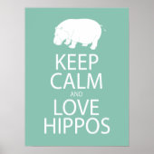 Houd kalm- en liefdeshippos afdrukken Hippopotamus Poster (Voorkant)
