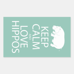 Houd kalm- en liefdeshippos afdrukken Hippopotamus Rechthoekige Sticker