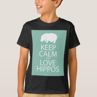 Houd kalm- en liefdeshippos afdrukken Hippopotamus T-shirt