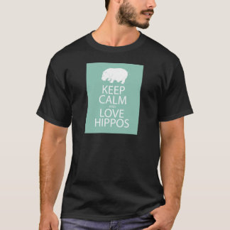 Houd kalm- en liefdeshippos afdrukken Hippopotamus T-shirt
