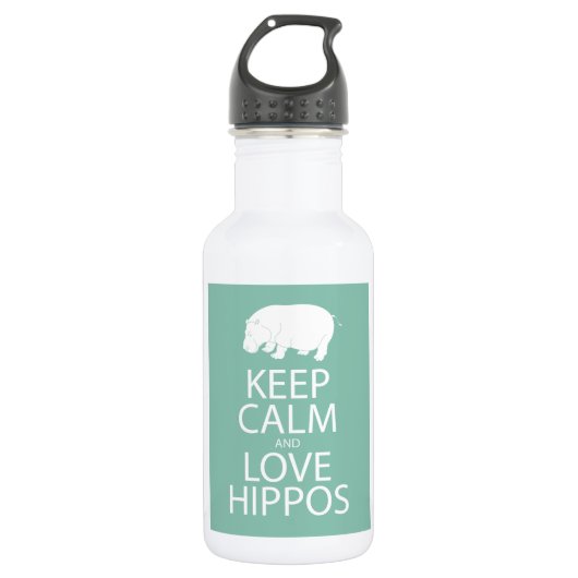 Houd kalm- en liefdeshippos afdrukken Hippopotamus Waterfles (Voorkant)