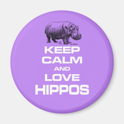 Houd kalm- en liefdeshippos Hippotamus-ontwerp Magneet (Voorkant)