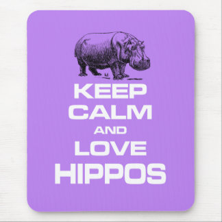 Houd kalm- en liefdeshippos Hippotamus-ontwerp Muismat