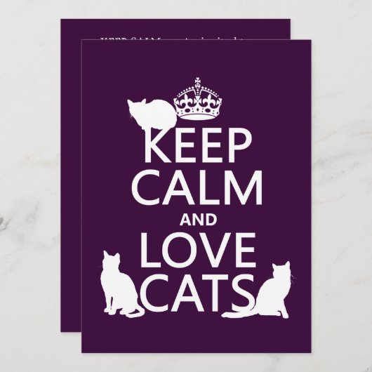 Houd kalm- en liefdeskatten (in elke kleur) kaart (Voorkant / Achterkant)