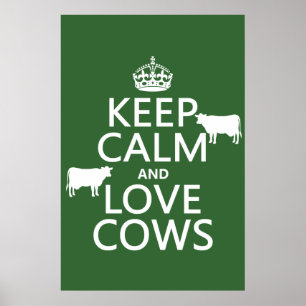 Houd kalm- en liefdeskoeien (alle kleuren) poster