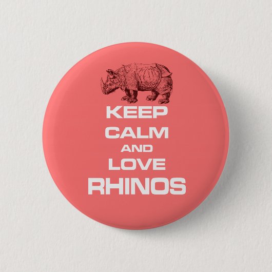 Houd kalm- en liefdesneushoorns ronde button 5,7 cm (Voorkant)