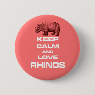 Houd kalm- en liefdesneushoorns ronde button 5,7 cm