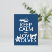 Houd kalm en liefdeswolven (om het even welke acht briefkaart (Staand voorkant)