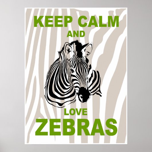 Houd kalm- en liefdesZebras — dierlijke Poster afd (Voorkant)