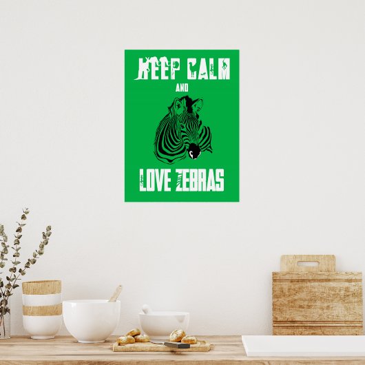 Houd kalm- en liefdesZebras — dierlijke Poster afd (Keuken)