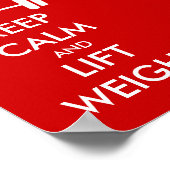 Houd kalm en liftgewicht poster voor wegwerpers (Hoek)