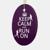 Houd kalm en loop aan (aanpasbare kleuren) keramisch ornament (Links)