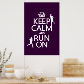 Houd kalm en loop aan (aanpasbare kleuren) poster (Keuken)