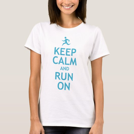 Houd kalm en loop aan (blauw) t-shirt (Voorkant)