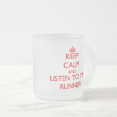 Houd Kalm en luister aan Runner Matglas Koffiemok (Voorkant rechts)