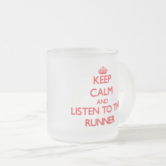 Houd Kalm en luister aan Runner Matglas Koffiemok (Voorkant rechts)