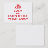 Houd kalm en luister naar de reisagent visitekaartje (Voorkant / Achterkant)