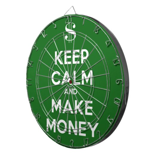 Houd kalm en maak geld dartbord (Voorkant Rechts)