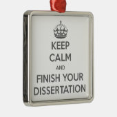 Houd kalm en maak uw Dissertation af Metalen Ornament (Rechts)