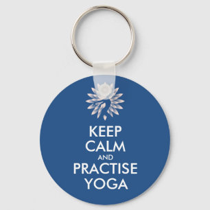 Houd kalm en oefen yoga uit sleutelhanger