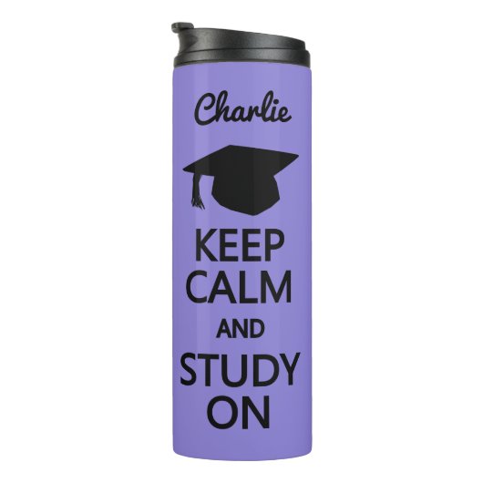 Houd kalm en onderzoek op aangepaste naam en kleur thermosbeker (Geroteerd rechts)