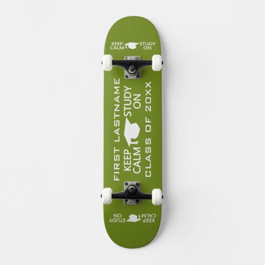 Houd kalm en onderzoek op aangepaste skateboards (Voorkant)