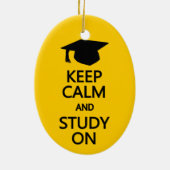 Houd kalm en onderzoek op aangepaste versiering keramisch ornament (Achterkant)