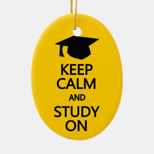 Houd kalm en onderzoek op aangepaste versiering keramisch ornament (Achterkant)