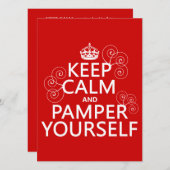 Houd kalm en Pamper zelf (om het even welke kleur) Kaart (Voorkant / Achterkant)