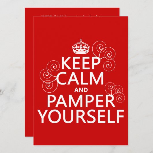 Houd kalm en Pamper zelf (om het even welke kleur) Kaart (Voorkant / Achterkant)