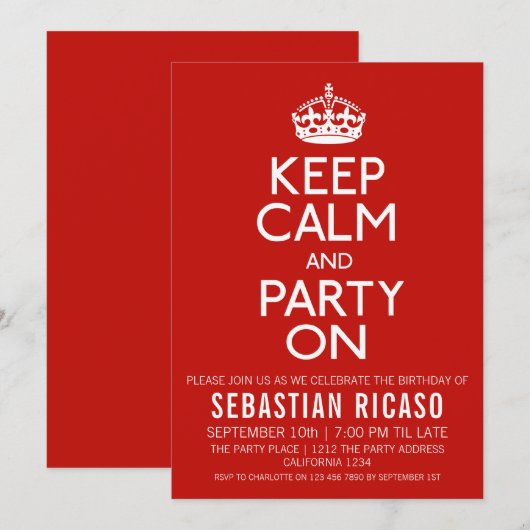 Houd kalm en partij aan kaart (Voorkant / Achterkant)