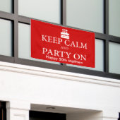 Houd kalm en partij aan spandoek (Buitenkant Gebouw)