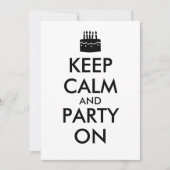 Houd kalm en Partij bij de Sjabloon Invitaties Kaart (Voorkant)