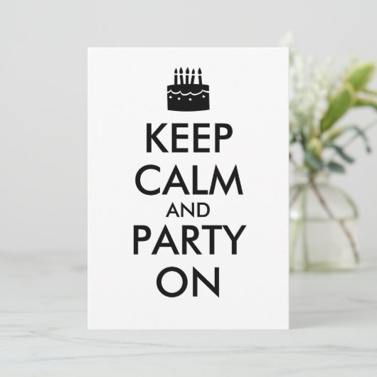 Houd kalm en Partij bij de Sjabloon Invitaties Kaart (Staand voorkant)