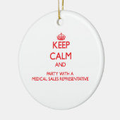 Houd kalm en Partij met een Medische Vertegenwoord Keramisch Ornament (Links)
