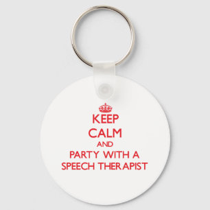 Houd kalm en Partij met een Therapist van de Sprek Sleutelhanger