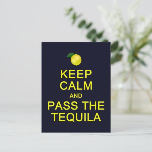 Houd kalm en pas het briefkaart Tequila over, pas  (Staand voorkant)