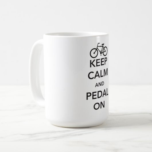 Houd kalm en pedaal aan koffiemok (Voorkant links)